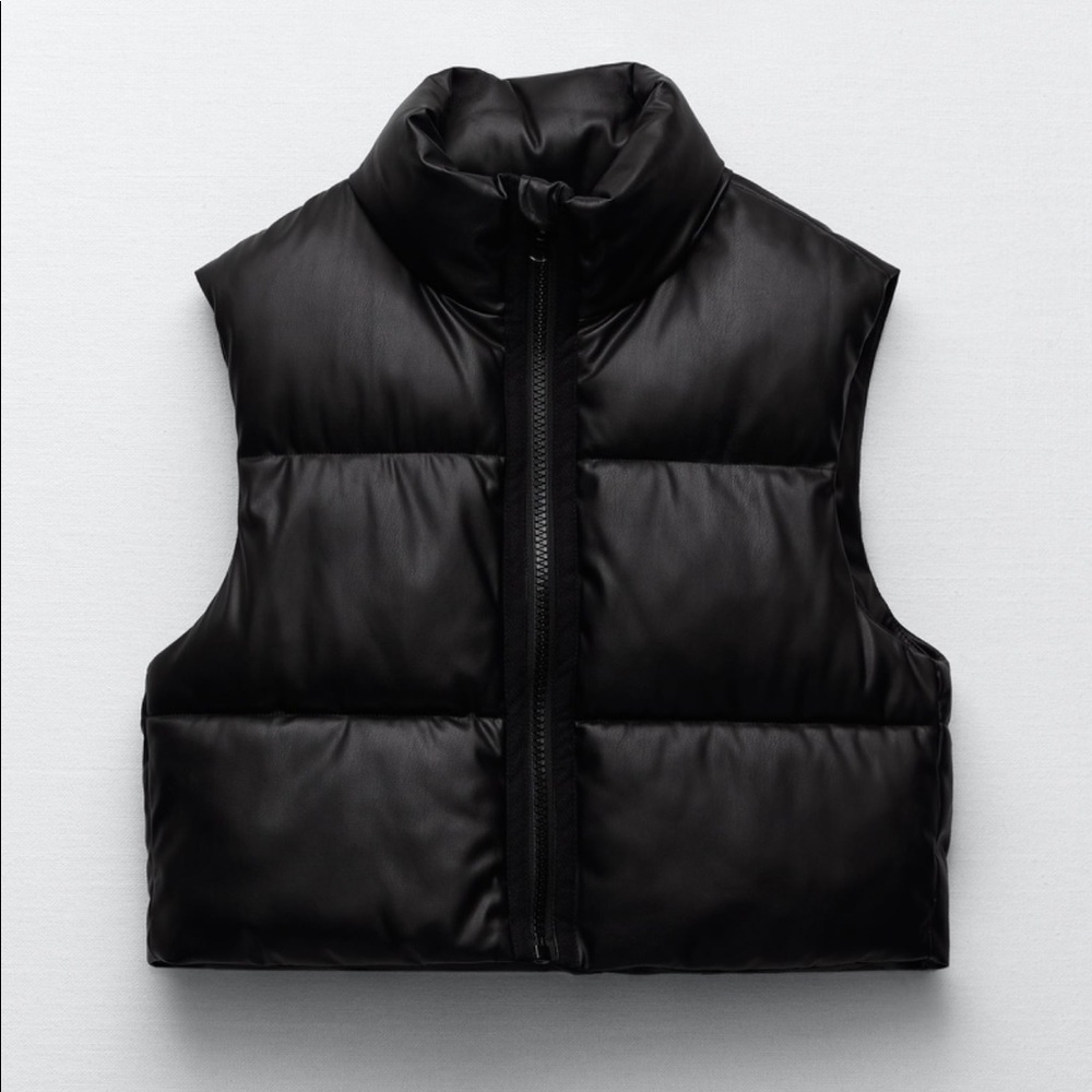 Zara Faux leather puffer vest size XL